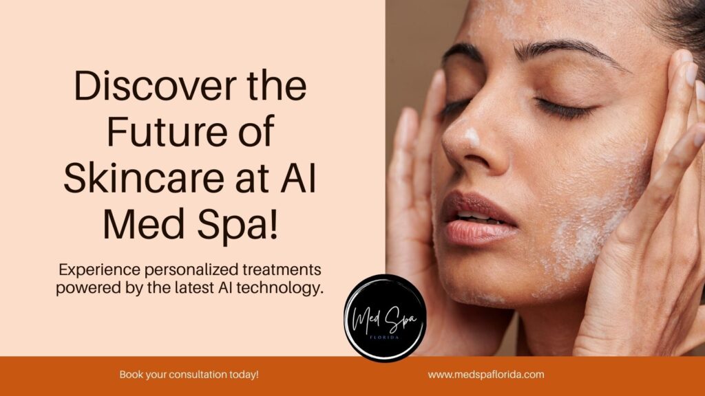 AI skin analysis device scanning a woman’s face at a Florida med spa, highlighting personalized skincare results.